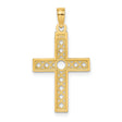 XO Pattern Cross Charm Pendant in Real 14k Yellow Gold