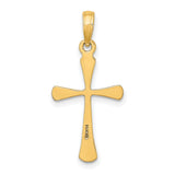 Polished Beveled Tip Cross Charm Pendant in Real 14k Yellow Gold