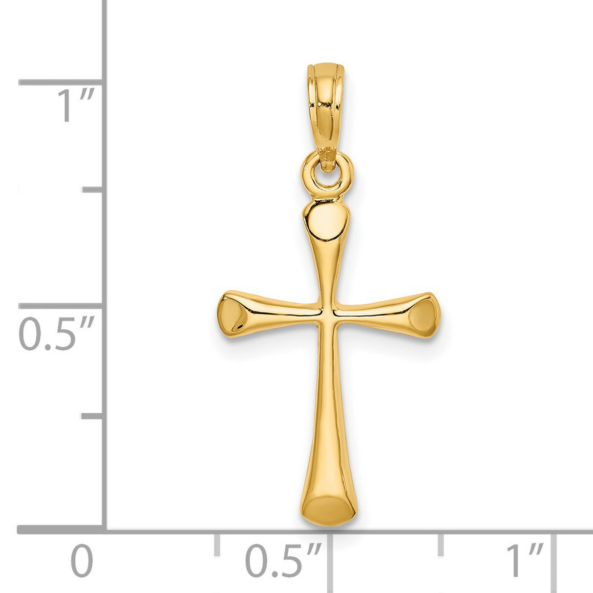 Polished Beveled Tip Cross Charm Pendant in Real 14k Yellow Gold