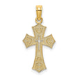 Textured Cut-Out Center Cross Charm Pendant in Real 14k Yellow Gold