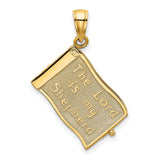 3D Moveable Pages The Lord Is My Shepherd Psalm 23 Charm Pendant in Real 14k Yellow Gold