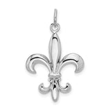 14k White Gold Fleur-de-Lis Pendant, Polished French Symbol of Purity and Nobility for Women
