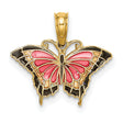 14k Yellow Gold Butterfly Pendant with Pink, Orange, and Black Enamel Wings, Nature Inspired Jewelry