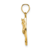 14k Yellow Gold Horse Head and Horseshoe Pendant, Western Cowboy Style for Men