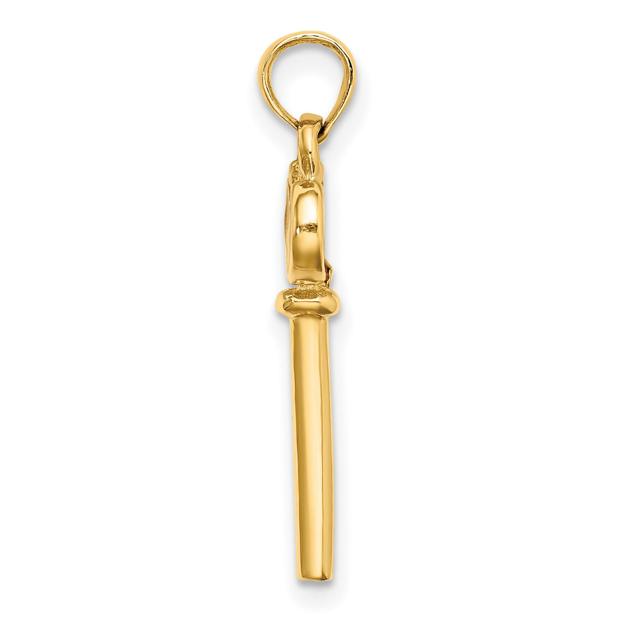 14k Yellow Gold Heart Key Pendant with Red Enamel Accent, Romantic Charm for Women