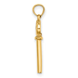 14k Yellow Gold Heart Key Pendant with Red Enamel Accent, Romantic Charm for Women