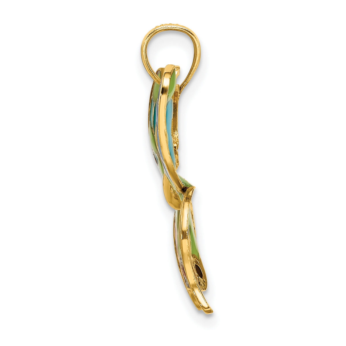 14k Yellow Gold Butterfly Pendant with Multicolor Enamel Wings, Nature Charm for Women