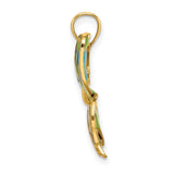 14k Yellow Gold Butterfly Pendant with Multicolor Enamel Wings, Nature Charm for Women