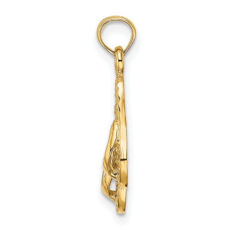 14k Yellow Gold Flip Flop Pendant, Textured Sandal Design, Beach Vacation Charm for Women