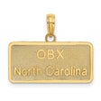 14k Yellow Gold OBX Pendant, Rectangular Outer Banks North Carolina Charm