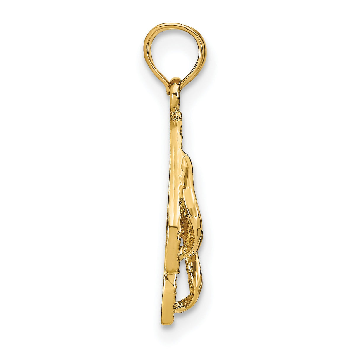 14k Yellow Gold Flip Flop Pendant with Textured Sandal Design, Nautical Beach Charm