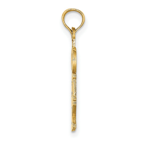 14k Yellow Gold OBX Pendant Charm, Outer Banks Unisex Coastal Travel Jewelry