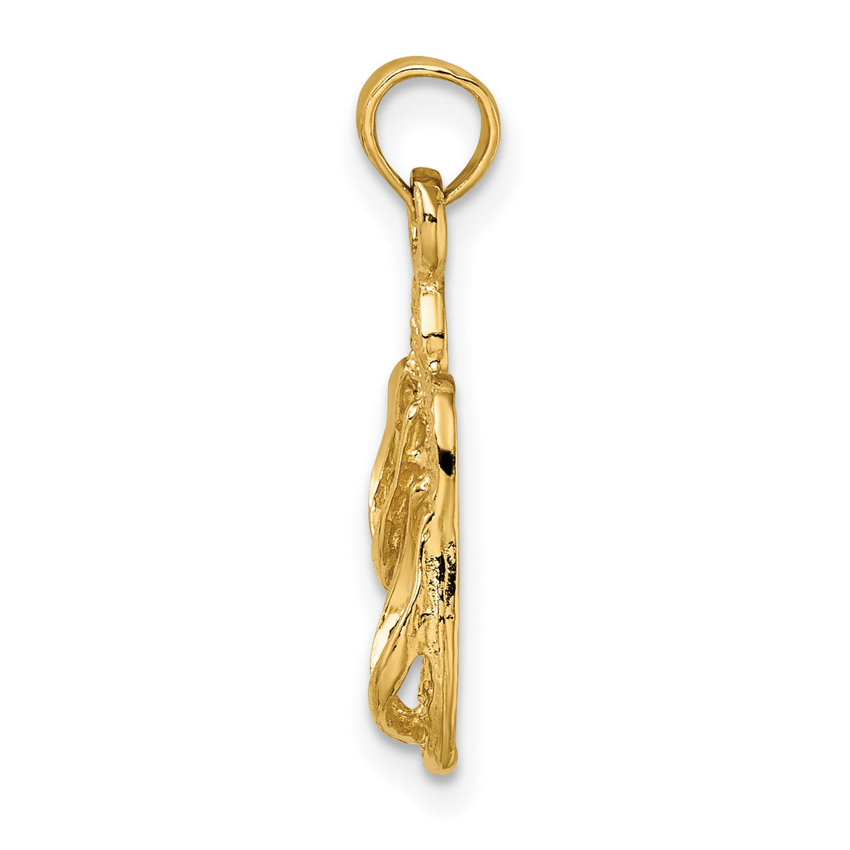 14k Yellow Gold Flip-Flop Pendant Charm, Detailed Sandal Design, Beach Vacation Theme