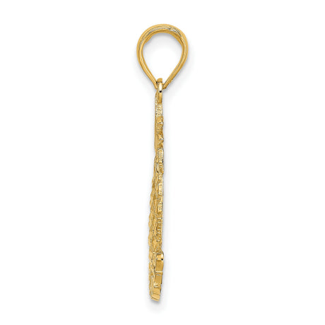 14k Yellow Gold Pineapple Pendant, Tropical Caribbean Charm, Unisex Travel Souvenir