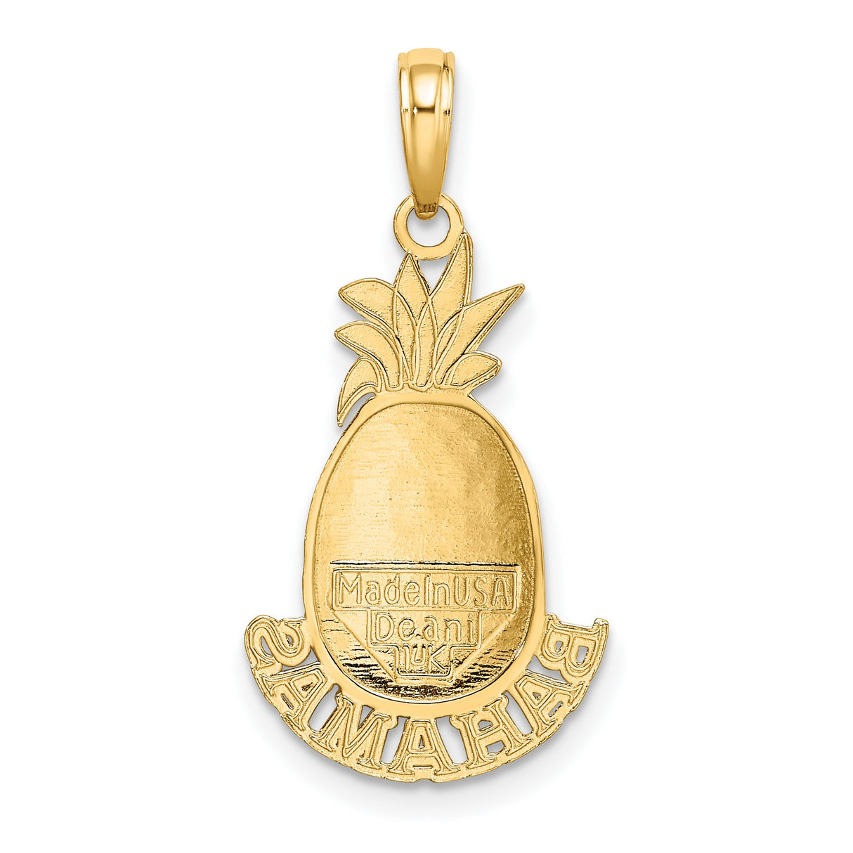 14k Yellow Gold Pineapple Pendant, Tropical Caribbean Charm, Unisex Travel Souvenir