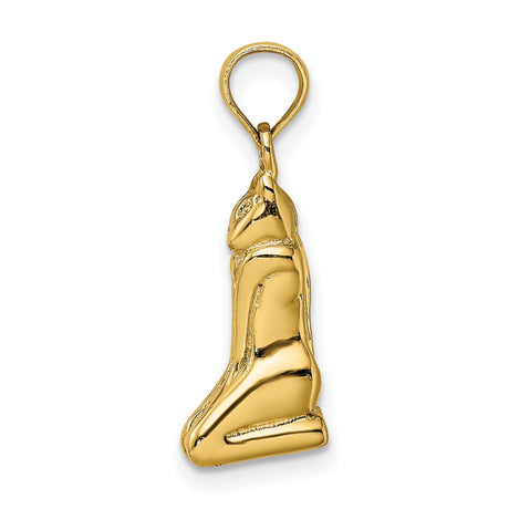 14k Yellow Gold Panther Pendant, Sleek Jungle Cat Charm, Animal Totem Jewelry for Women or Unisex