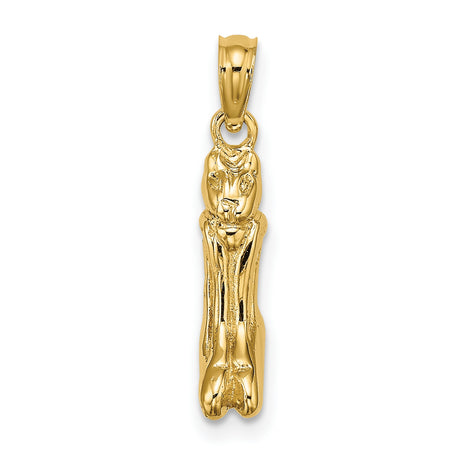 14k Yellow Gold Panther Pendant, Sleek Jungle Cat Charm, Animal Totem Jewelry for Women or Unisex