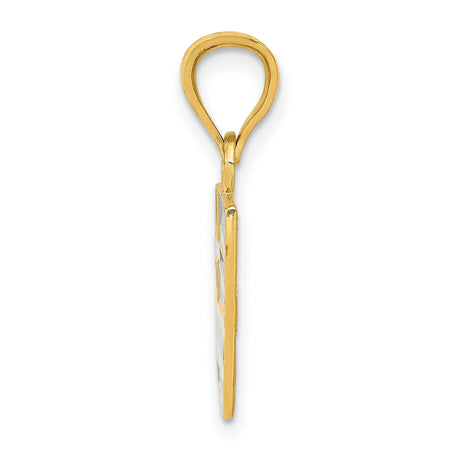 14k Yellow Gold Greek Flag Pendant with Blue and White Design, Hellenic Heritage Jewelry