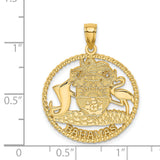14k Yellow Gold Bahamas Coat Pendant with Marlin, Flamingo, and Ship Emblem
