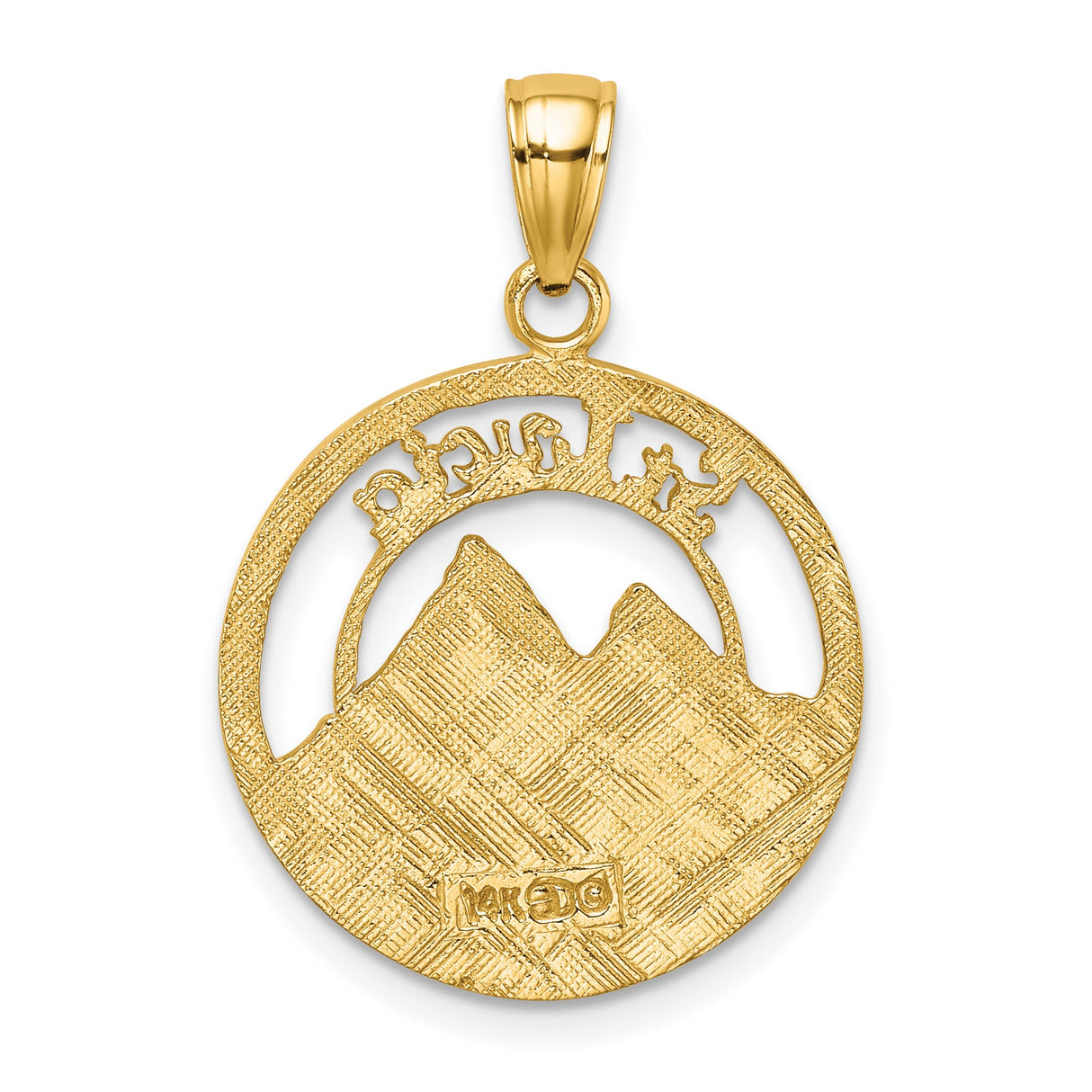 14k Yellow Gold St Lucia Pendant with Pitons Cutout Design, Island Travel Charm