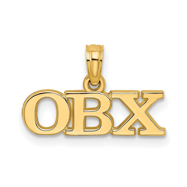 14k Yellow Gold OBX Pendant, Outer Banks Coastal Charm, Vacation Symbol Jewelry