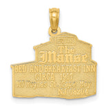 14k Yellow Gold House Pendant with Front Porch and Stairs, Two-Story Home Charm