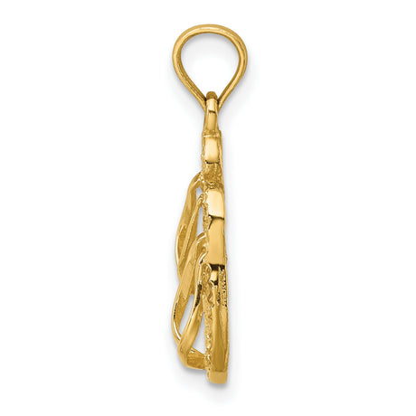 14k Yellow Gold Flip Flop Pendant, Textured Beach Sandal Charm, Coastal Vacation Style