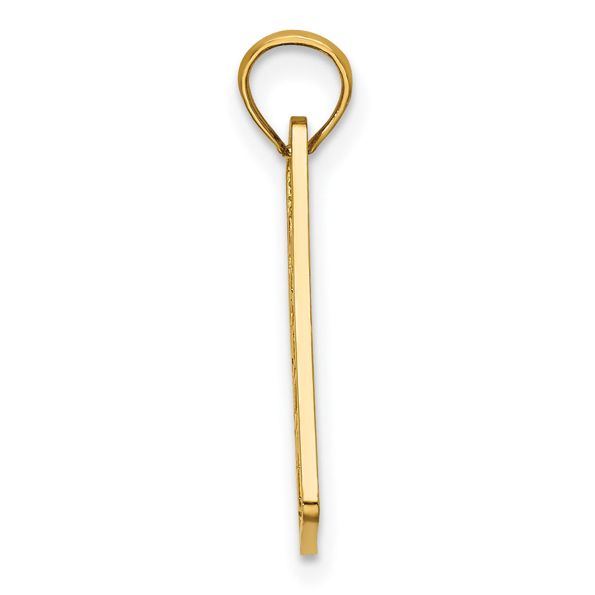 14k Yellow Gold Rectangle Pendant with Raised Lettering and Textured Background