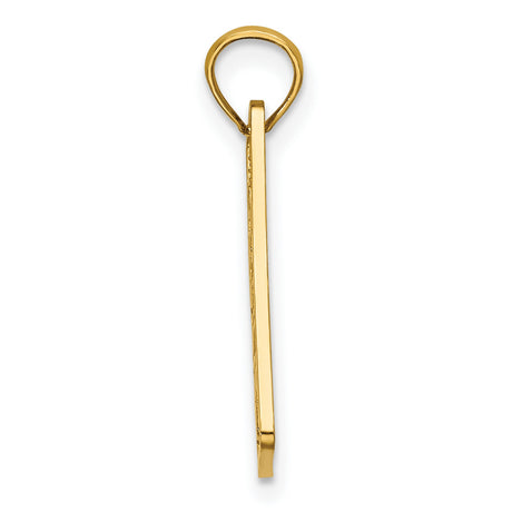 14k Yellow Gold Rectangle Pendant with Raised Lettering and Textured Background