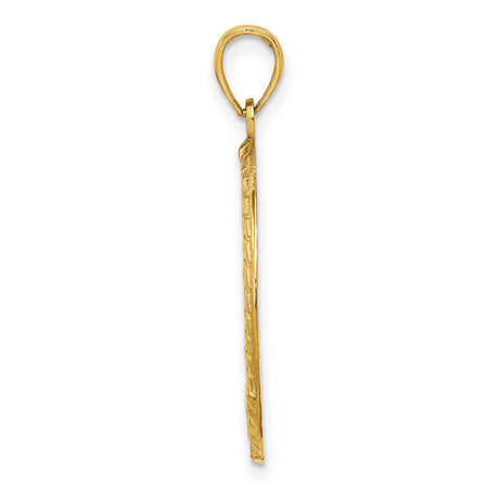 14k Yellow Gold Boston Skyline Pendant Charm with Detailed City Architecture Design