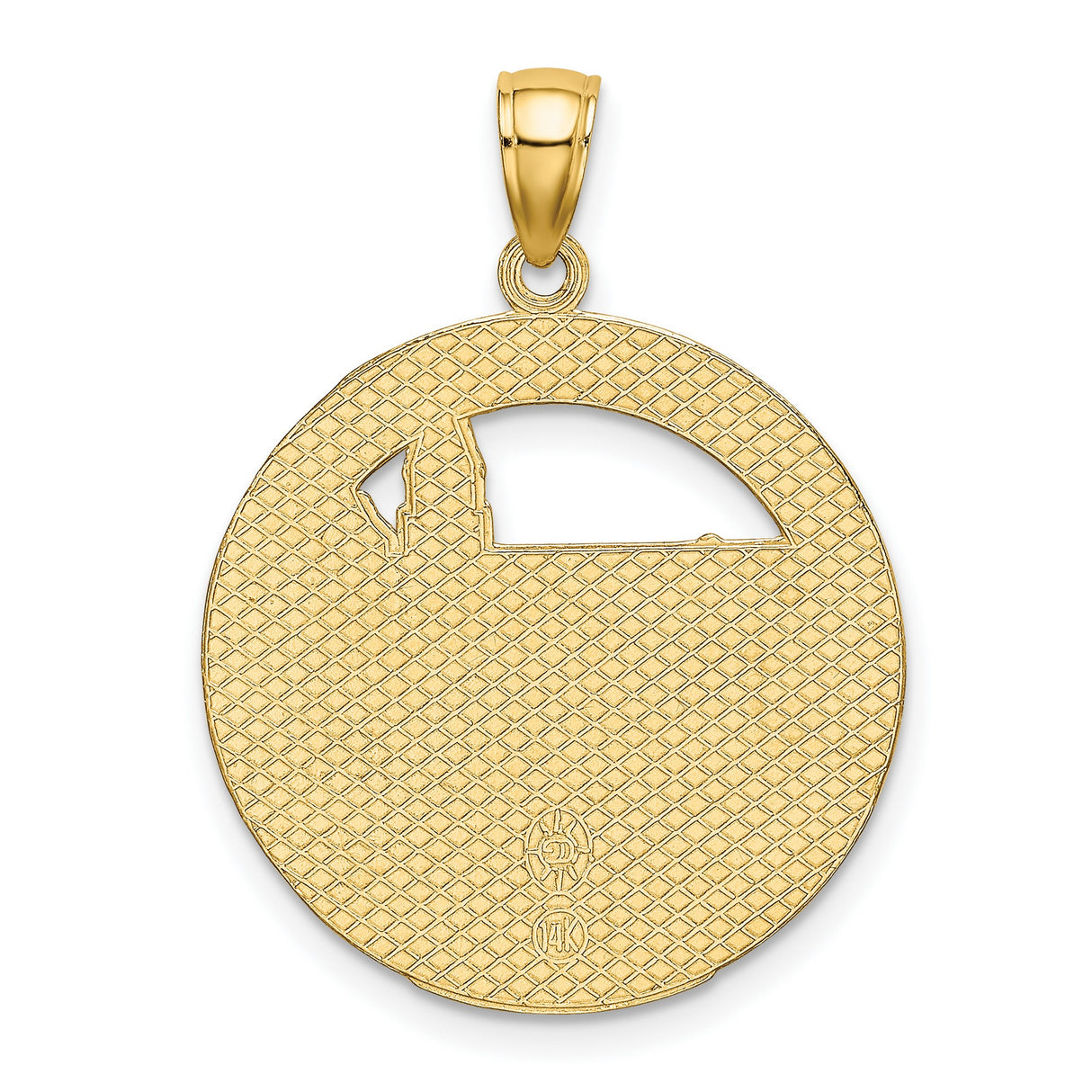 14k Yellow Gold Boston Skyline Pendant Charm with Detailed City Architecture Design