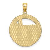 14k Yellow Gold Boston Skyline Pendant Charm with Detailed City Architecture Design