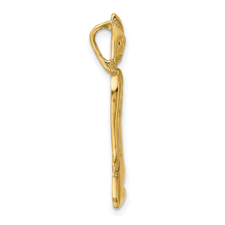 14k Yellow Gold Bastet Pendant with Polished Ancient Egyptian Cat Design