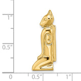 14k Yellow Gold Bastet Pendant with Polished Ancient Egyptian Cat Design