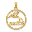 14k Yellow Gold Jamaica Pendant with Hummingbird in Chain Circle Design