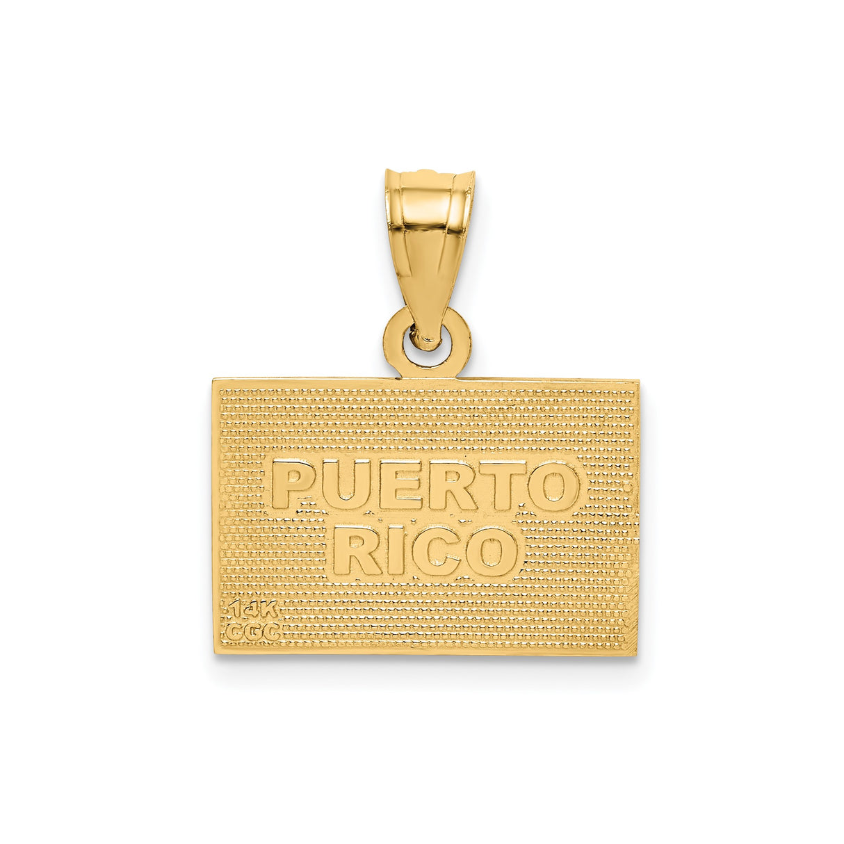 14k Yellow Gold Puerto Rico Flag Pendant with Red White Blue Enamel and White Star