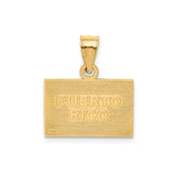 14k Yellow Gold Puerto Rico Flag Pendant with Red White Blue Enamel and White Star