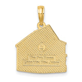 14k Yellow Gold House Pendant with Victorian Building Design Architectural Charm