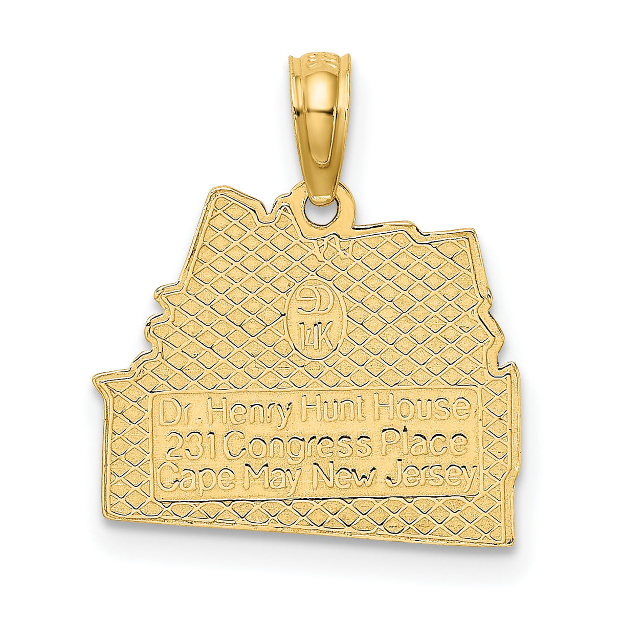 14k Yellow Gold Victorian House Pendant with Architectural Engraving, Vintage Home Charm