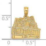 14k Yellow Gold Victorian House Pendant with Architectural Engraving, Vintage Home Charm