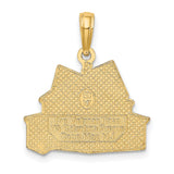 14k Yellow Gold Victorian House Pendant, Intricate Architectural Design Charm