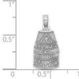14k White Gold Key West Pendant Charm, Southernmost Point 90 Miles to Cuba Design