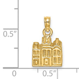 14k Yellow Gold Church Pendant with Steeple, Detailed Religious Charm for Women or Unisex Wear