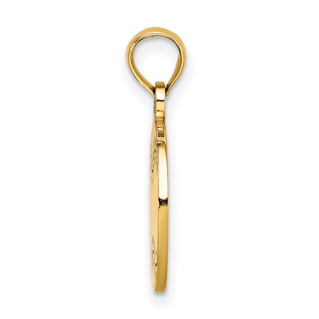 14k Yellow Gold Baseball Pendant, Round Disc with Stitching, Athletic Sports Charm