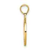 14k Yellow Gold Baseball Pendant, Round Disc with Stitching, Athletic Sports Charm