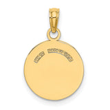 14k Yellow Gold Baseball Pendant, Round Disc with Stitching, Athletic Sports Charm