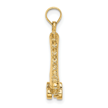 14k Yellow Gold Roller Skate Pendant with Lace Detail, 3D Retro Skater Style Charm