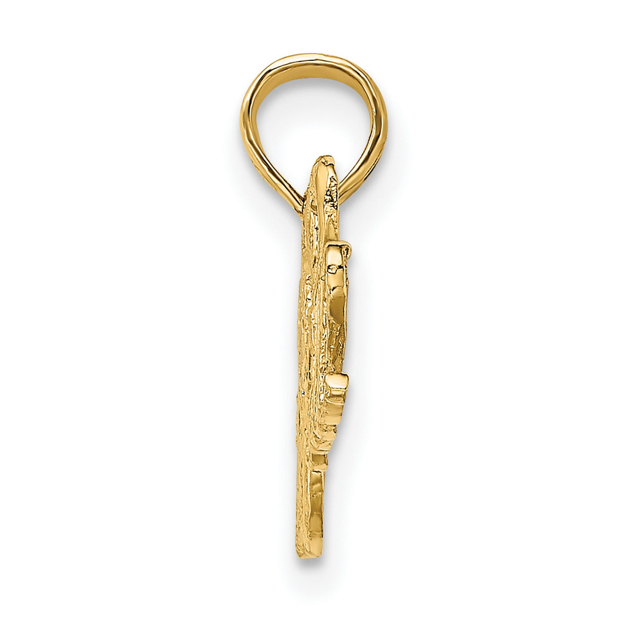 14k Yellow Gold Volleyball Pendant with Heart and Hand Design, I Love Volleyball Charm