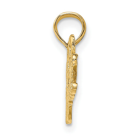 14k Yellow Gold Volleyball Pendant with Heart and Hand Design, I Love Volleyball Charm