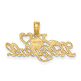 14k Yellow Gold Volleyball Pendant with Heart and Hand Design, I Love Volleyball Charm